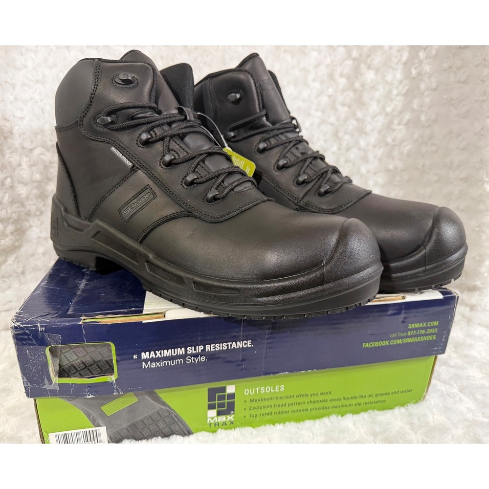 SR Max Men's SRM9150 EW Black Waterproof Composite Toe Slip Resistant Work Boots